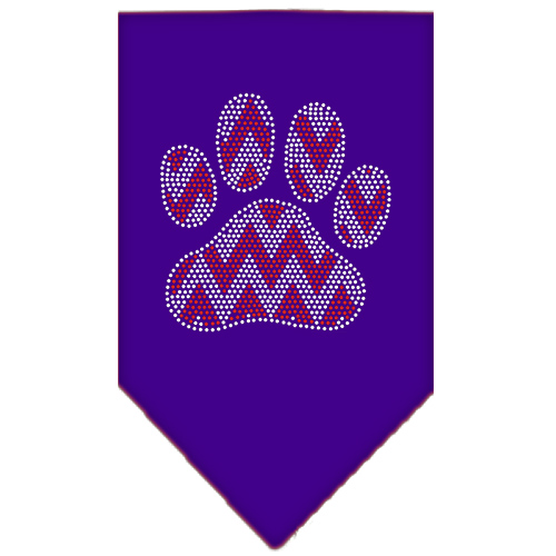 Candy Cane Chevron Paw Rhinestone Bandana Purple Small